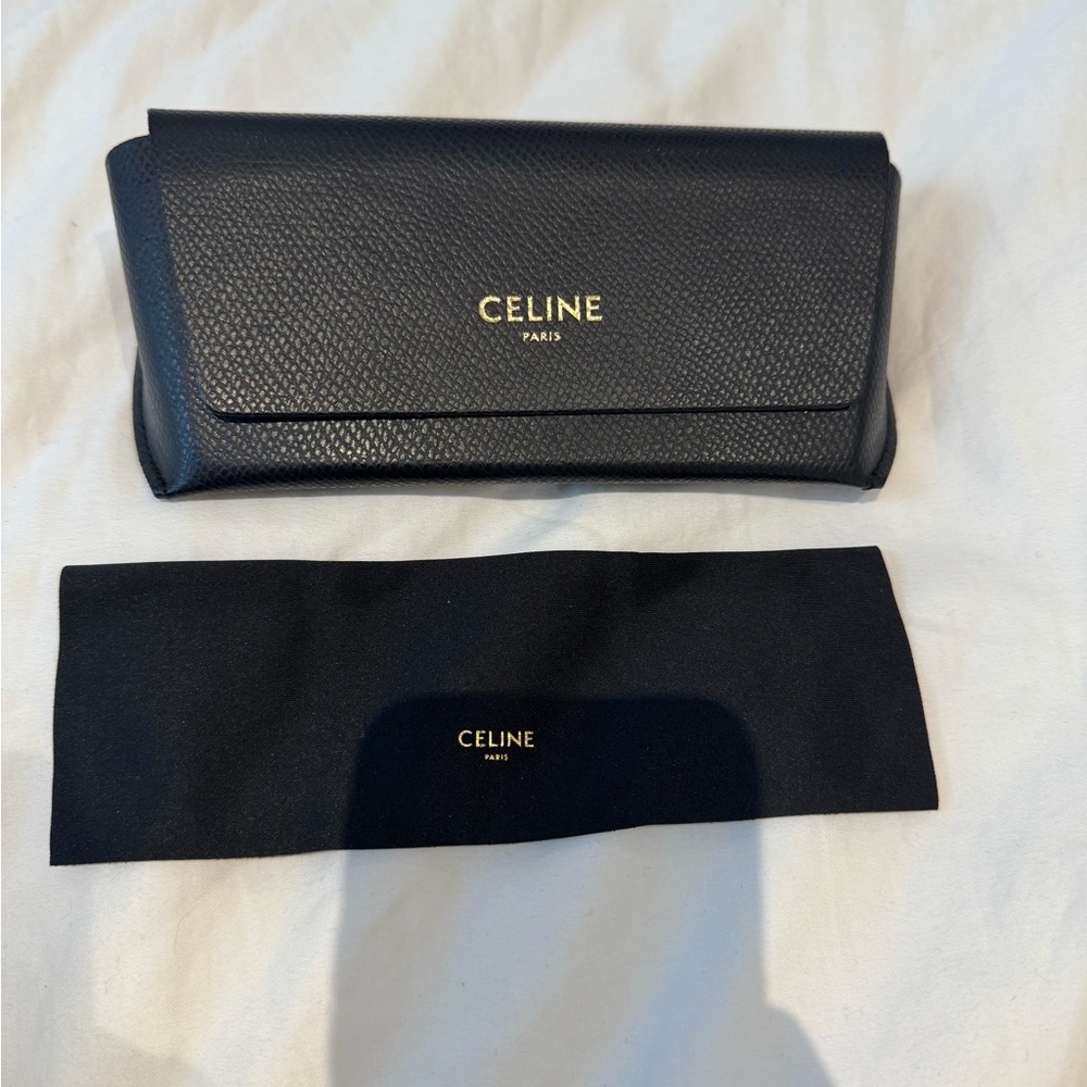Celine Black Sunglasses Case with Gold Logo